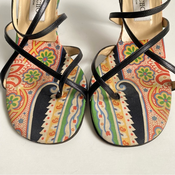 Jimmy Choo Black Leather Strappy Heels Sandals Vintage 90s Y2K Womens 38 - Picture 4 of 15